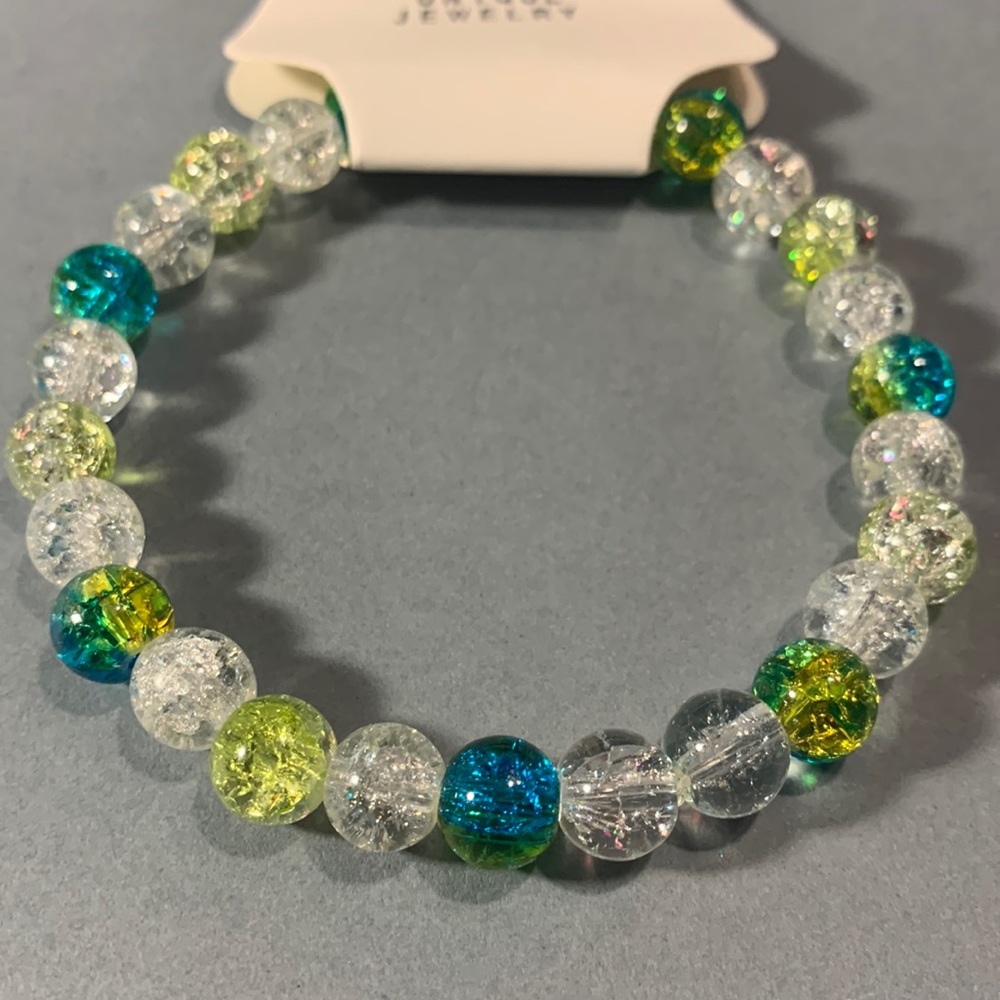 Blue and green stretch bracelet